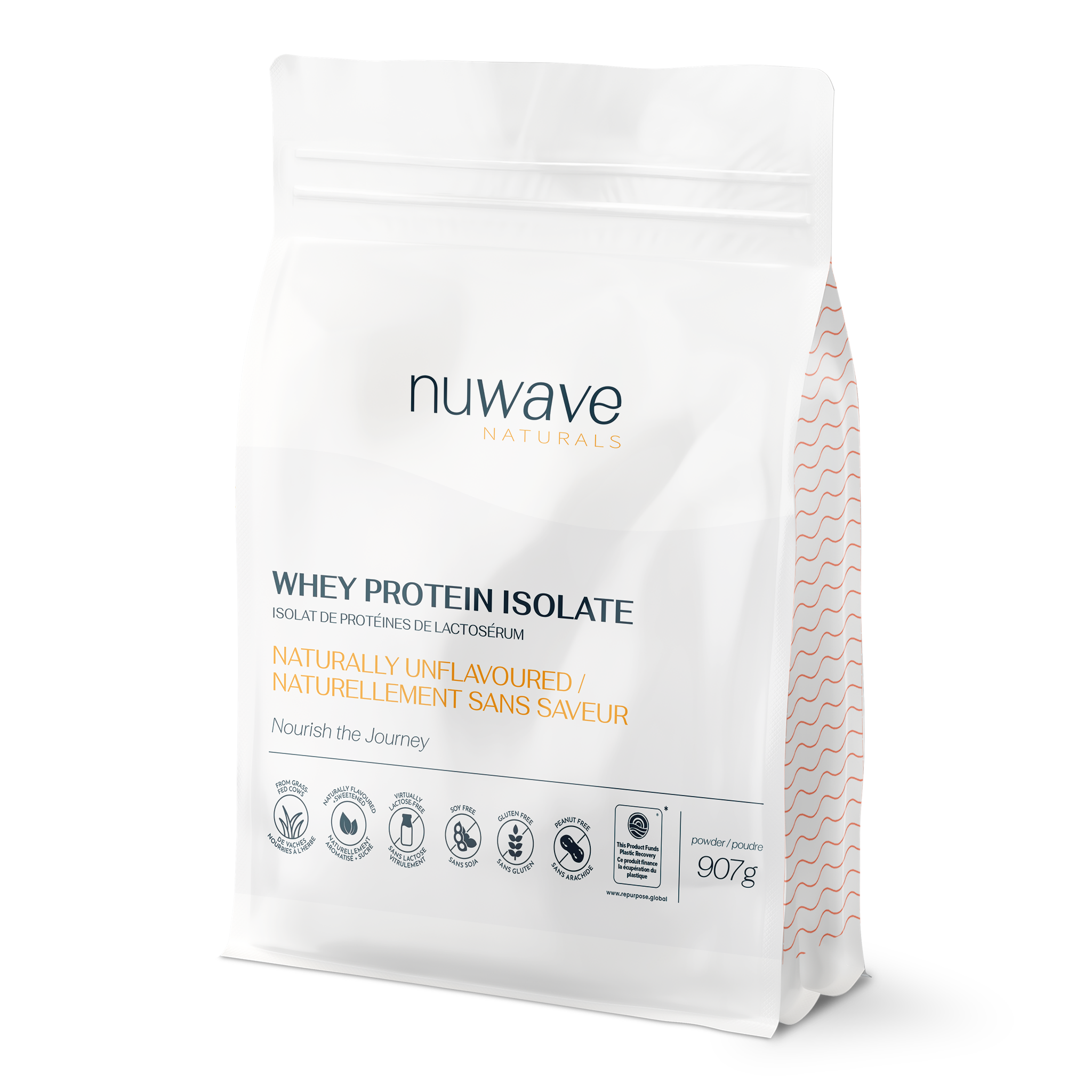 nuwave naturally unflavoured protein powder in a 2lb bag