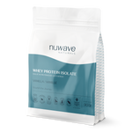 nuwave vanilla whey protein isolate powder in a 2lb bag