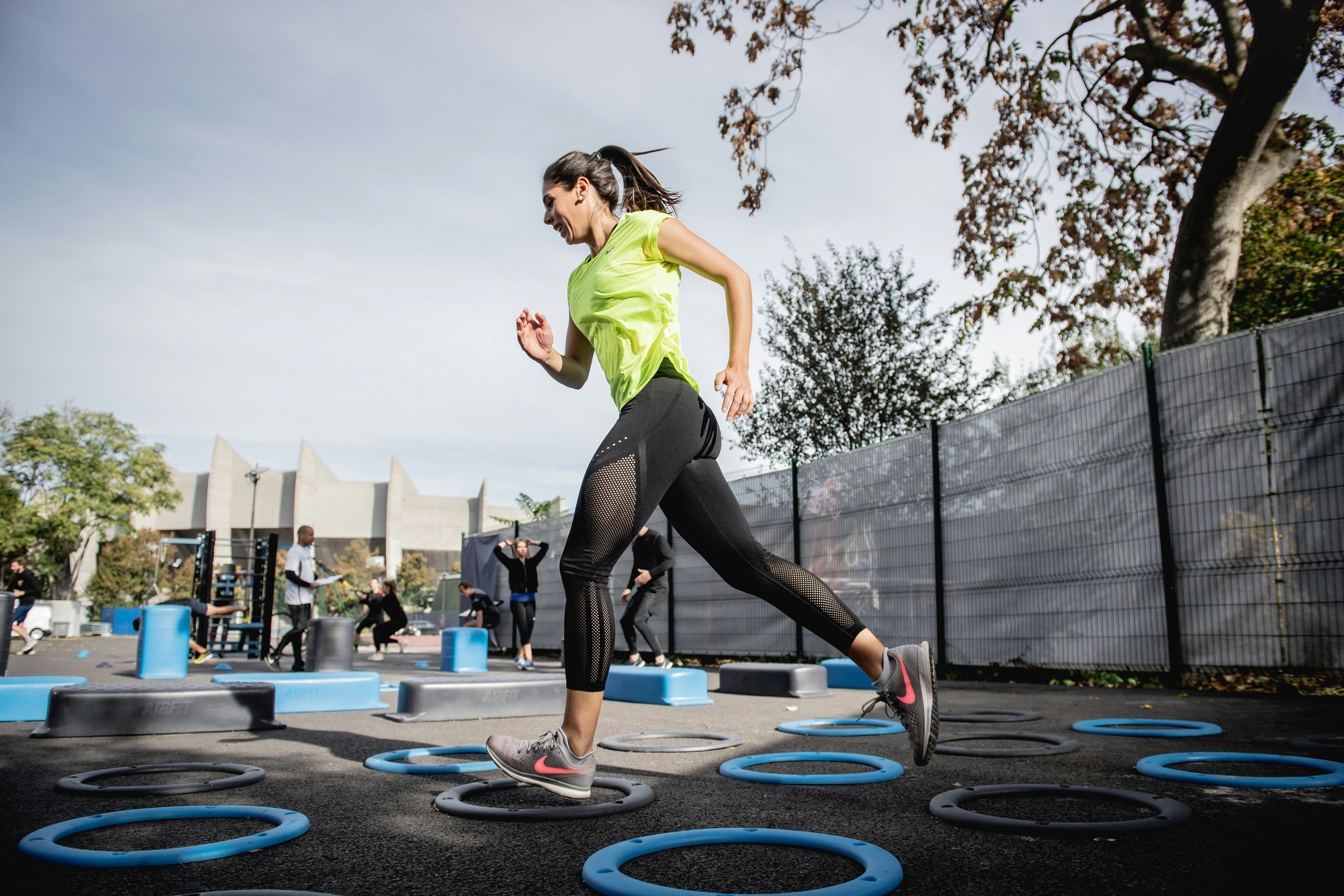 Woman enjoying a group fitness class
